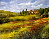 Famous Poppies Paintings - Landscape with Poppies I